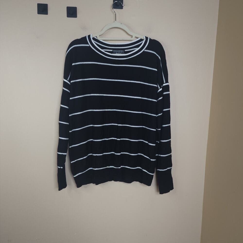 Banana Republic Striped Merino Fine Wool Blend Filpucci Black Sweater Size XL